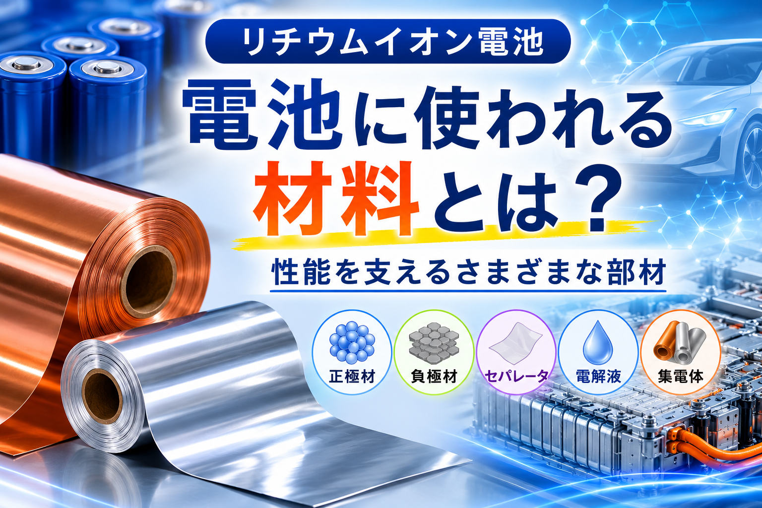 電池に使われる材料とは？性能を支えるさまざまな部材
